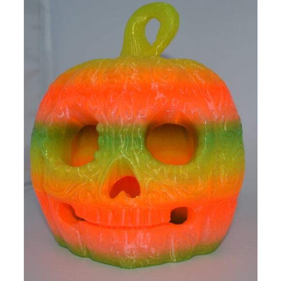 🎃 3D Printed Skull Pumpkin – Neon Glow Halloween Decoration colorful sparkly - Picture 7 of 7